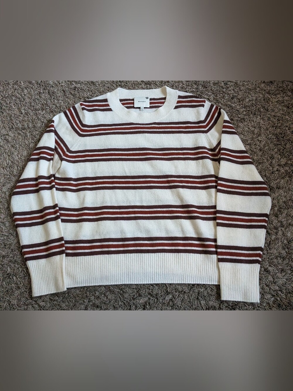 Reformation Nikki Cashmere Multi Color Striped Pullover Sweater Women's XL